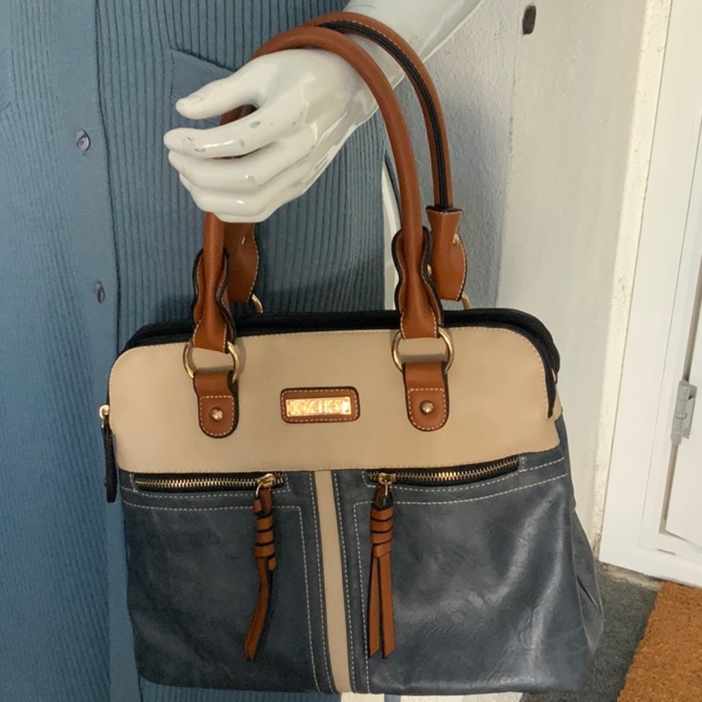 Blue and Tan Satchel Bag - Picture 15 of 15